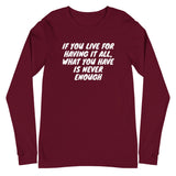 Live For Having Long Sleeve Tee - Money Bag Profits