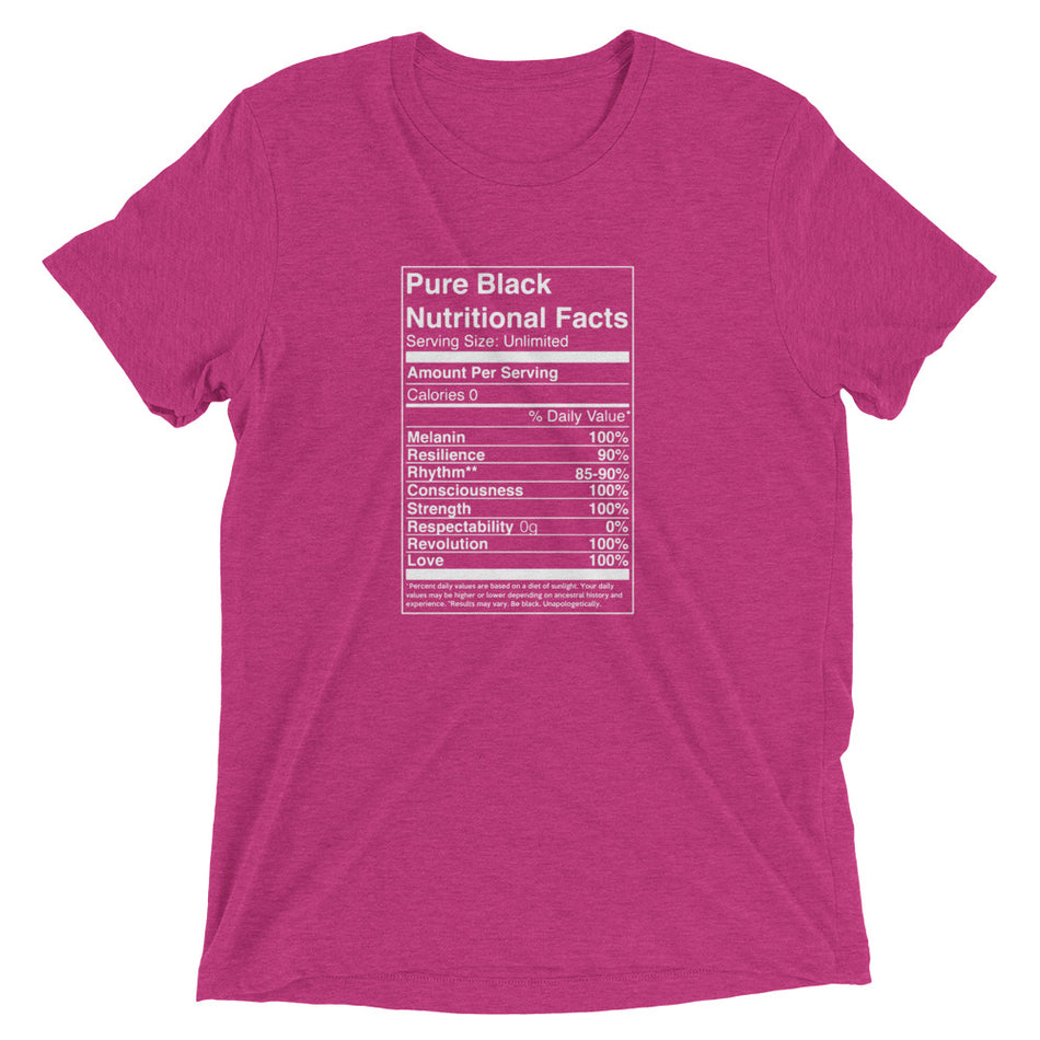 Pure Black Nutritional Facts  t-shirt - Money Bag Profits