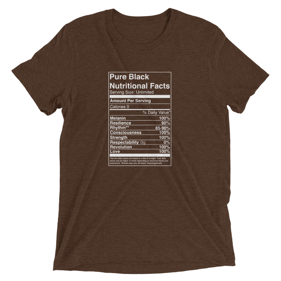 Pure Black Nutritional Facts  t-shirt - Money Bag Profits