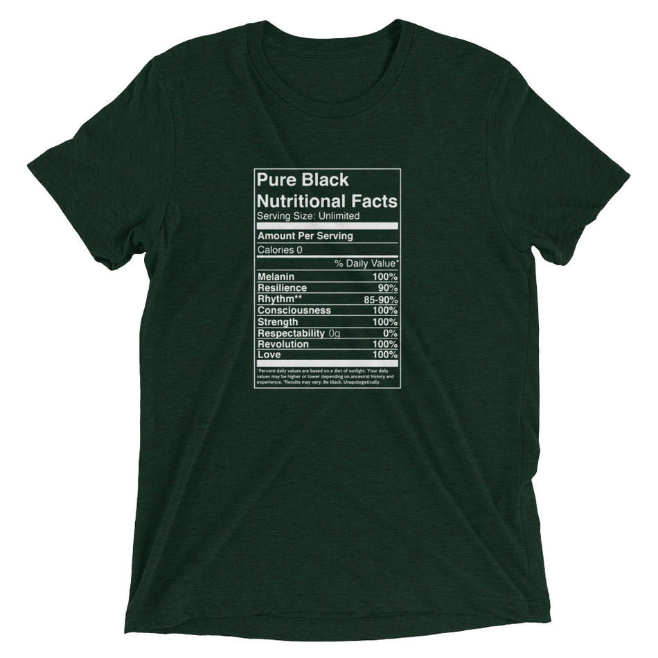 Pure Black Nutritional Facts  t-shirt - Money Bag Profits