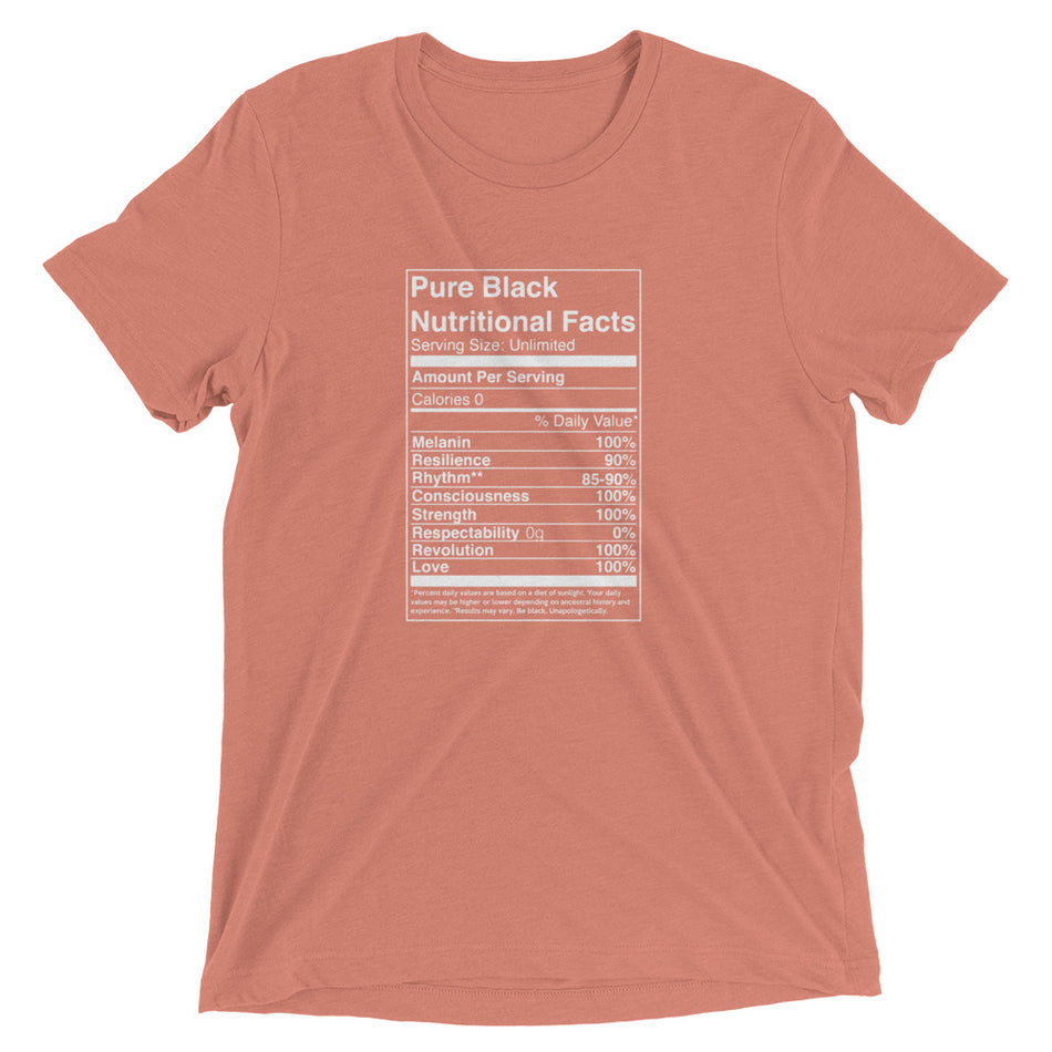 Pure Black Nutritional Facts  t-shirt - Money Bag Profits