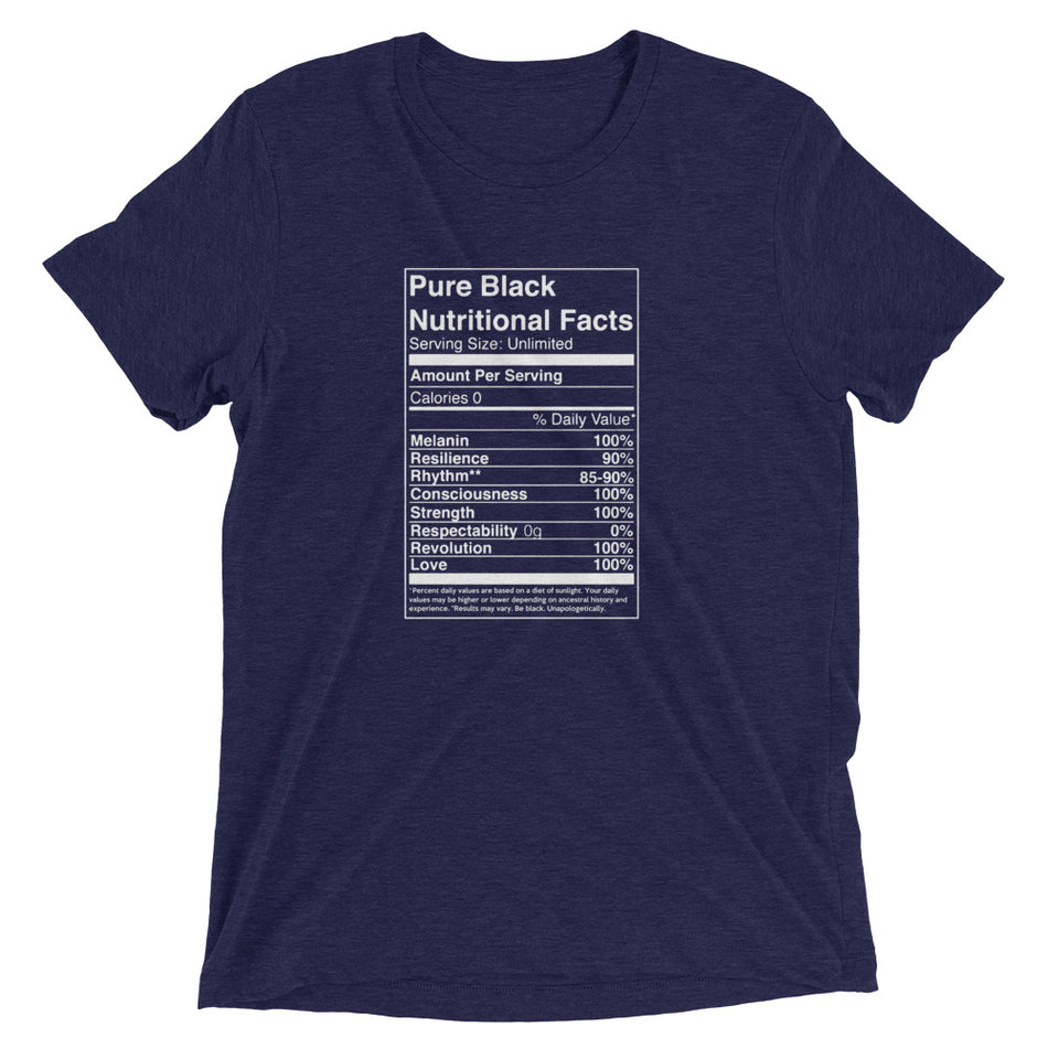Pure Black Nutritional Facts  t-shirt - Money Bag Profits