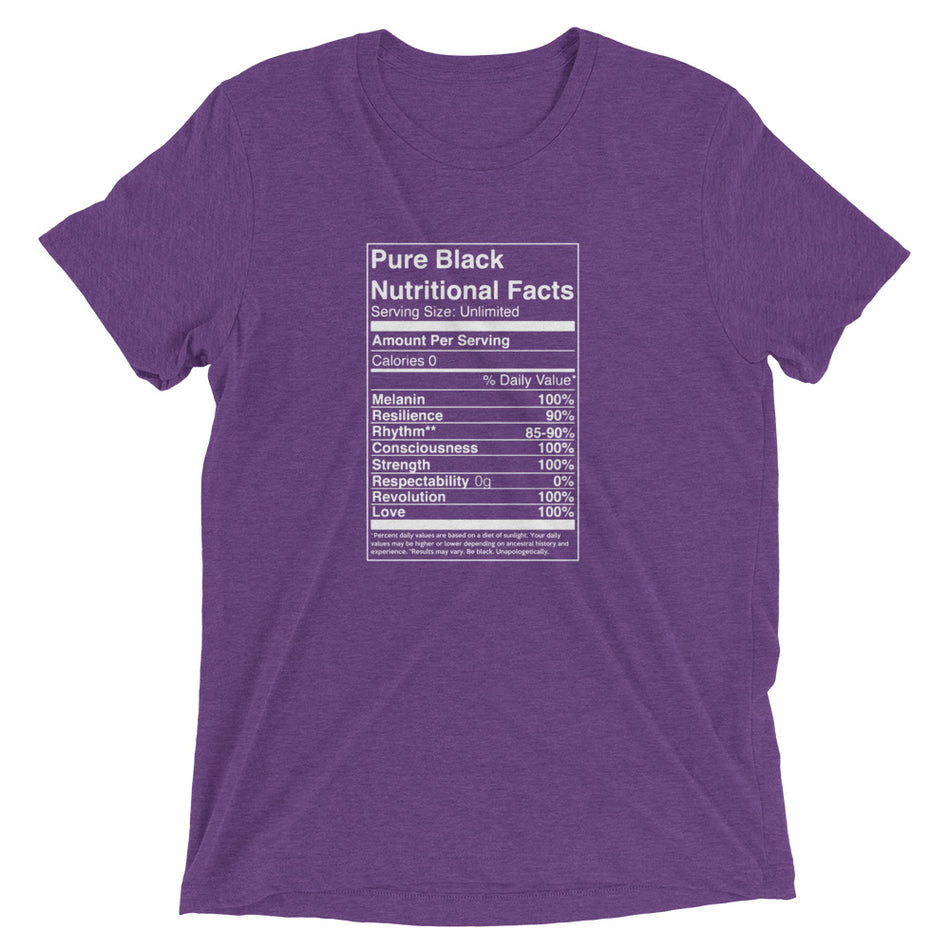 Pure Black Nutritional Facts  t-shirt - Money Bag Profits