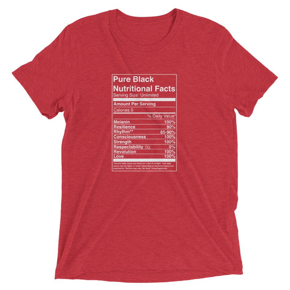 Pure Black Nutritional Facts  t-shirt - Money Bag Profits